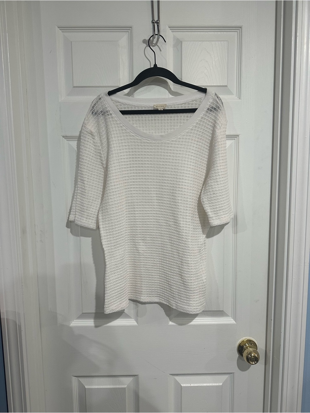 Pilcro by Anthropologie Short Sleeve Waffle Tee in White Size XL